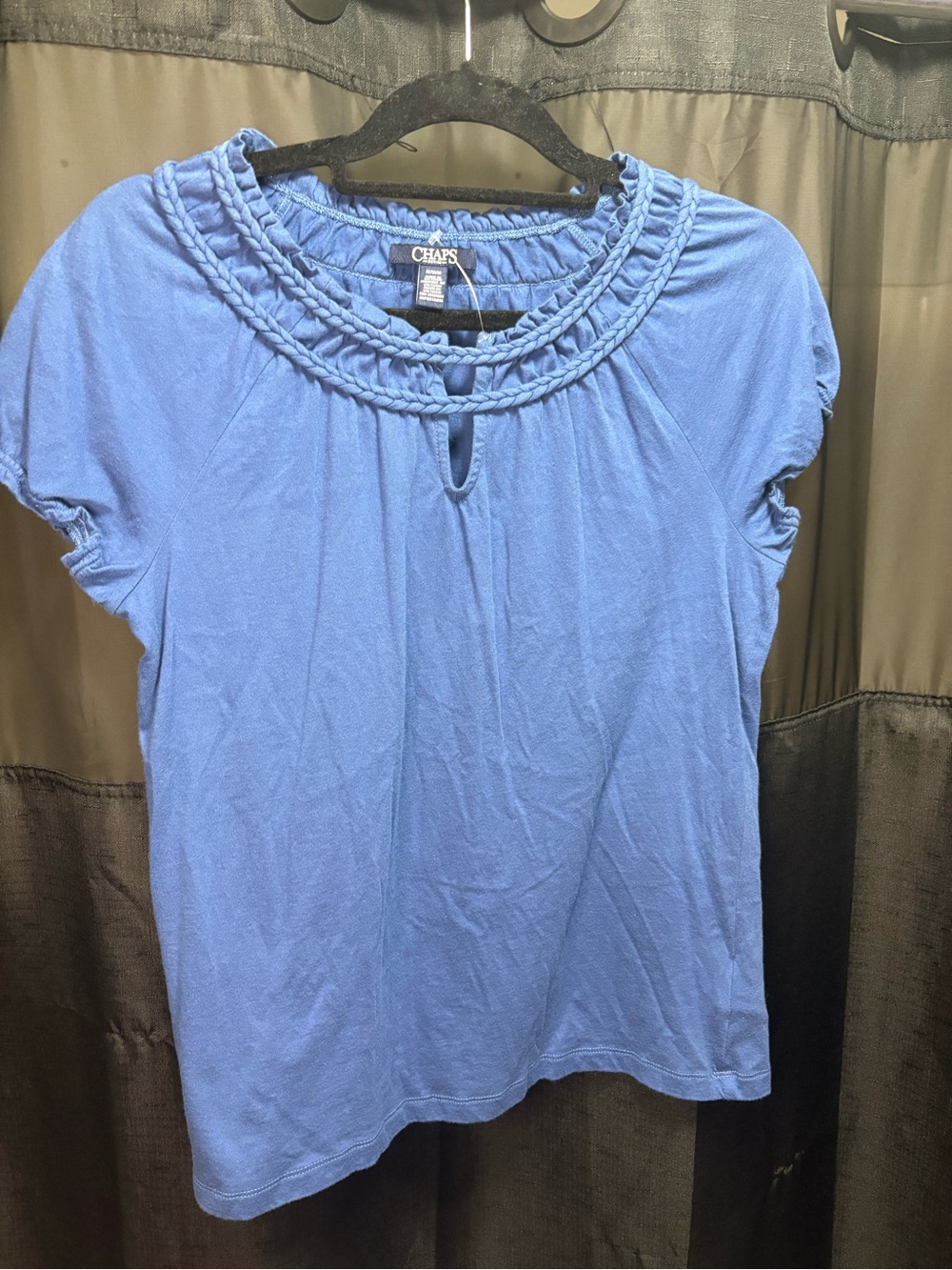 Chaps Women’s Periwinkle Braided-Neck Short Sleeve Tee